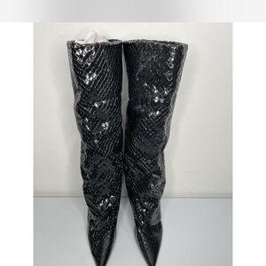 Steve Madden Black Sequin Over the Knee Boots
